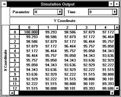 Simulation Output Grid