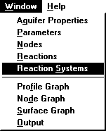 [Selecting <STRONG>Reaction Systems</STRONG> from the <STRONG>Window</STRONG> menu.]